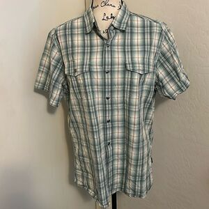 Kuhl Plaid Button Closure Casual Work Office Pockets Contemporary Shirt